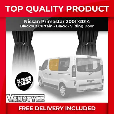 Fits Nissan Primastar 01>14 Tailored Blackout Fabric Sliding Door Curtain Black • £30.59